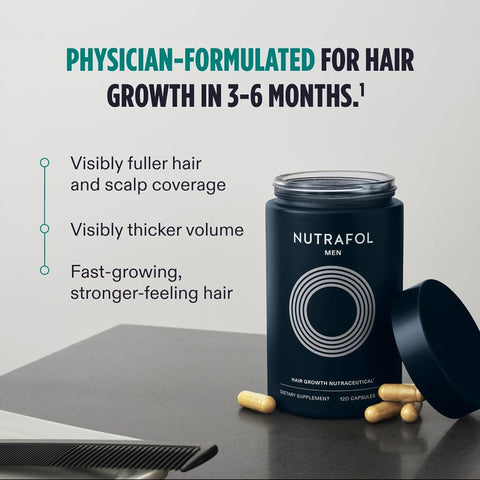 Nutrafol Men’s Hair Growth Supplement | Thicker, Stronger Hair - 120 Capsules