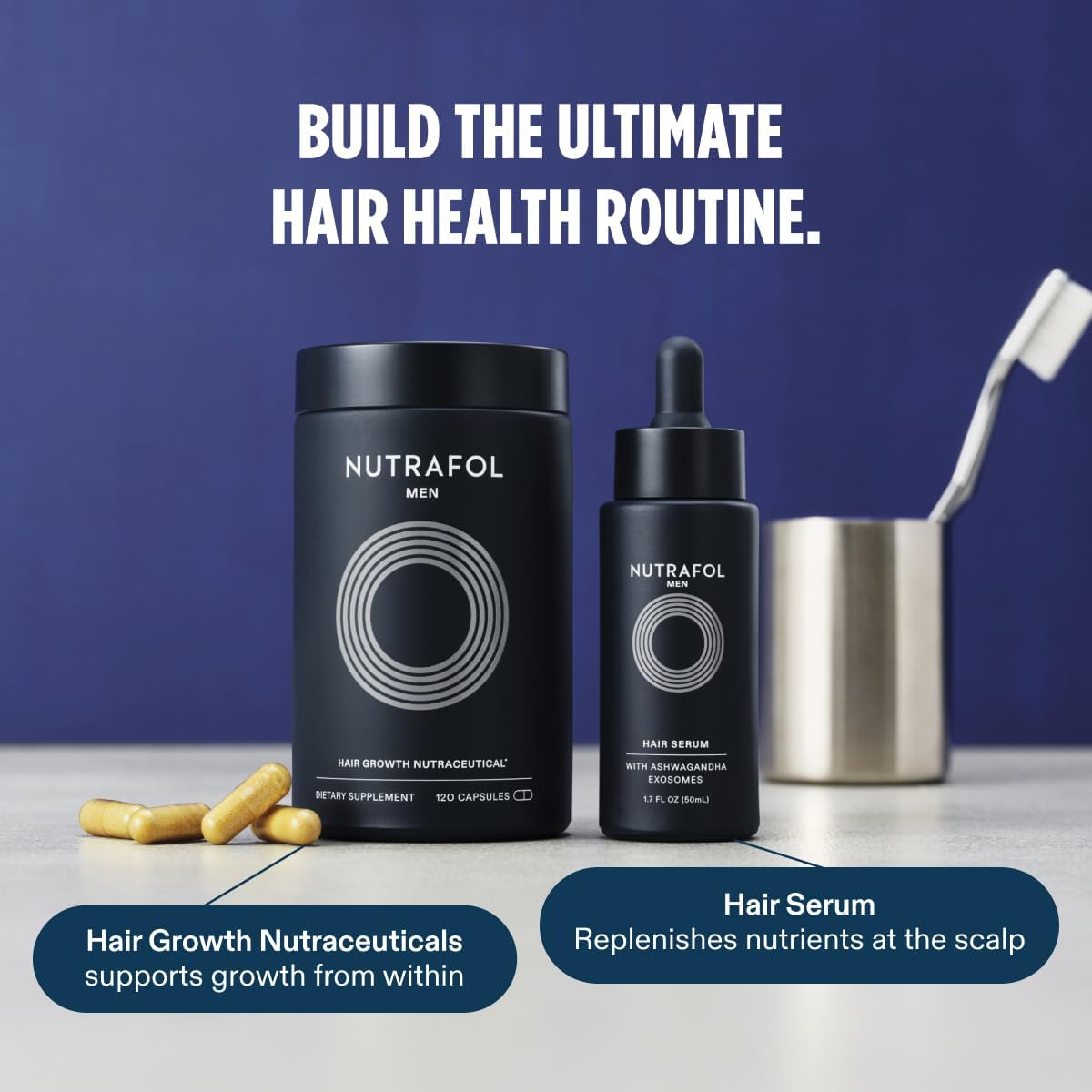 Nutrafol Men’s Hair Growth Supplement | Thicker, Stronger Hair - 120 Capsules