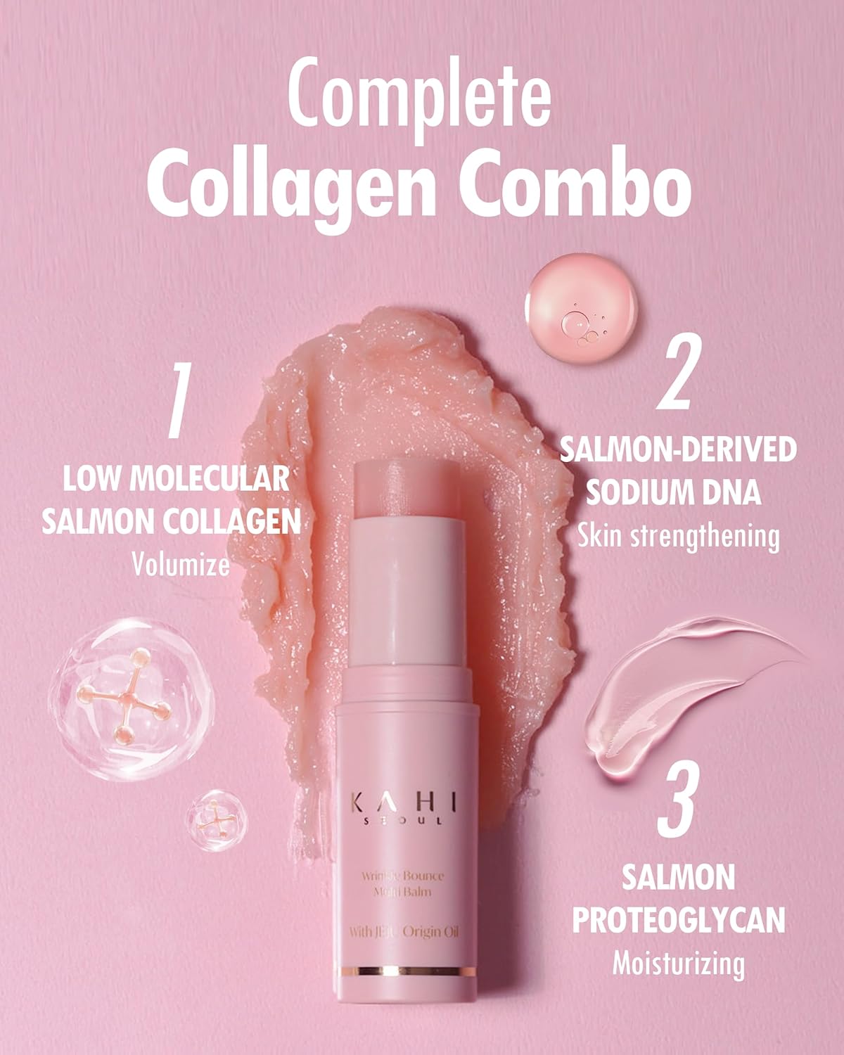 KAHI Collagen Balm Stick – Multi-Balm for Face, Eyes & Neck | Korean Skincare with Salmon Collagen & Jeju Oils